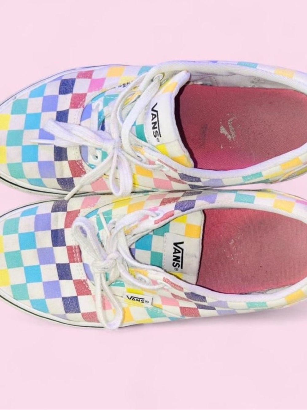 Vans Pastel Checkerboard Lace-Up Sneakers in Multi Colors